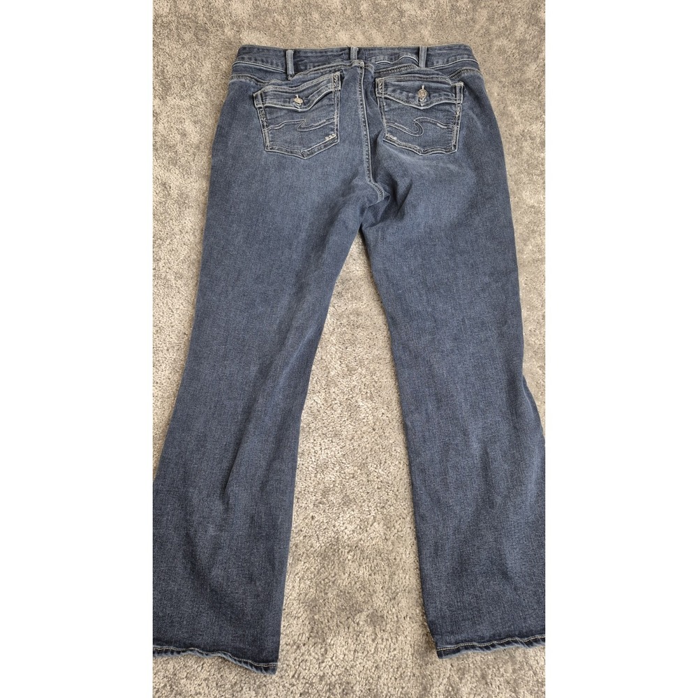 SILVER Jeans Womens Sz 38x30" Blue SUKI Boot Dark Wash Mid Rise Curvy Stretch
